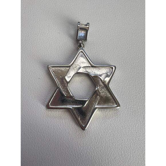 STAR OF DAVID SILVER PLATED AND CRYSTAL LARGE CHARM PENDANT - Picture 2 of 5